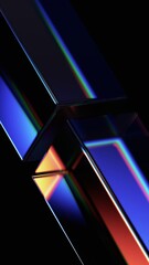 Abstract colorful shape, dark background design, vertical orientation, 3d render