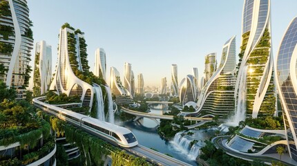 Future Cityscape: Sustainable Urban Life & Green Tech