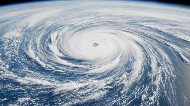 A stunning aerial view of a powerful hurricane swirling over the vast ocean, a natural phenomenon.