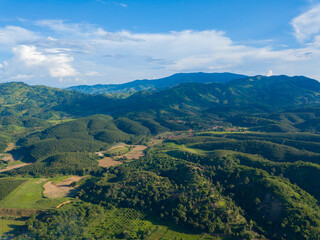 Naklejka premium The Mekong or Mekong River is a transboundary river in East Asia and Southeast Asia. Aerial beautiful shot with drone.