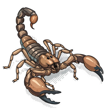 Illustrative Scorpion Vector Art - Fierce Arachnid with Sting and Claws.