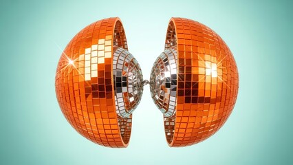 Split disco ball with transparent background