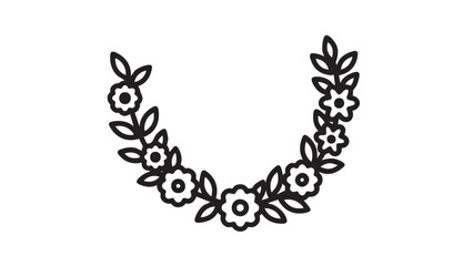 Floral wreath illustration with flowers and leaves in a circular arrangement