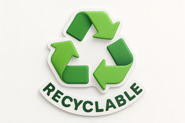 Recycle Symbol 3D Green Sticker Badge