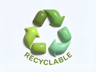 Recycle Symbol 3D Green Sticker Badge