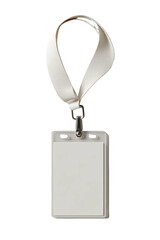 Blank white ID badge with lanyard isolated against a black backdrop