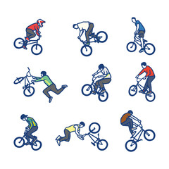 Obraz premium BMX Biking Action Sports Freestyle Tricks Illustrations