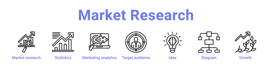 Obraz premium Market Research Icon Banner and Collection