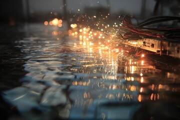 Sparkling Electricity on Water Surface in Industrial Environment