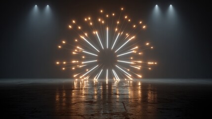 Radiant Light Burst in Dark Space with Soft Background Illumination