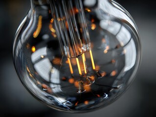 Vintage Light Bulb with Glowing Filament in Artistic Composition
