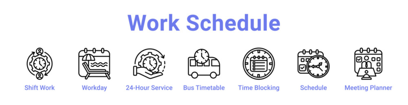 Work Schedule Icon Banner and Collection