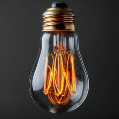 Vintage Edison Light Bulb with Warm Glow Against Dark Background