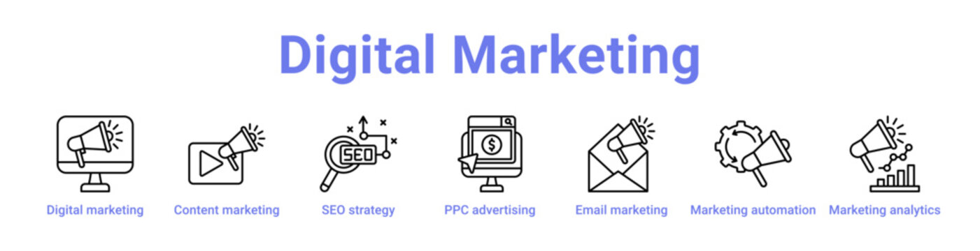-Digital Marketing Icon Banner and Collection