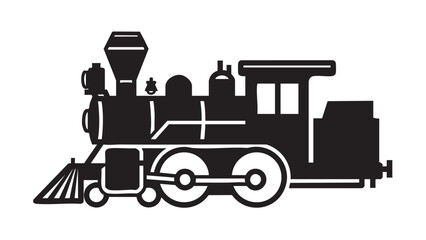 Vintage Train Silhouette Illustration on White Background