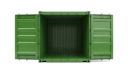 Open empty green shipping container ready for cargo creates a sense of industry and logistical solutions perfect for transport