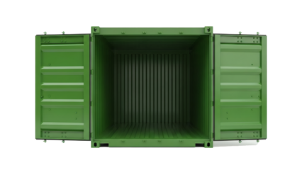 Open empty green shipping container ready for cargo creates a sense of industry and logistical solutions perfect for transport
