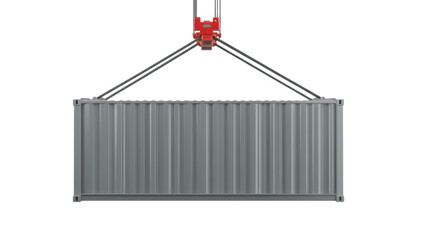 Durable shipping container securely suspended by crane, ready for global logistics and trade solutions with streamlined efficiency