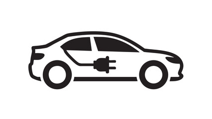 Fototapeta premium Electric car illustration showcasing charging process in a simple graphic style