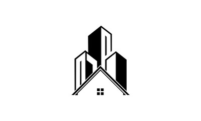 Modern Architectural Building Icon with House Roof Symbol.