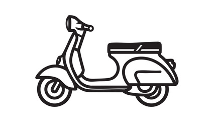Fototapeta premium Scooter parked on a clean white background with a minimalist illustration style