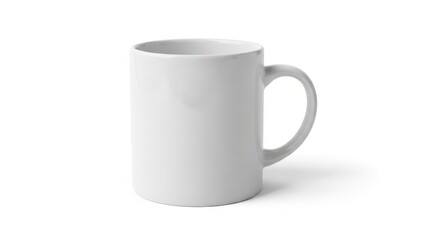 Simple white ceramic mug on a plain background.
