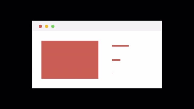 A minimalist illustration of a web browser window displaying content placeholders, representing a website layout or wireframe.