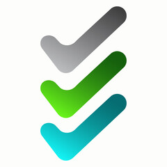 Three colorful checkmarks in a row, symbolizing progress, success, and completion