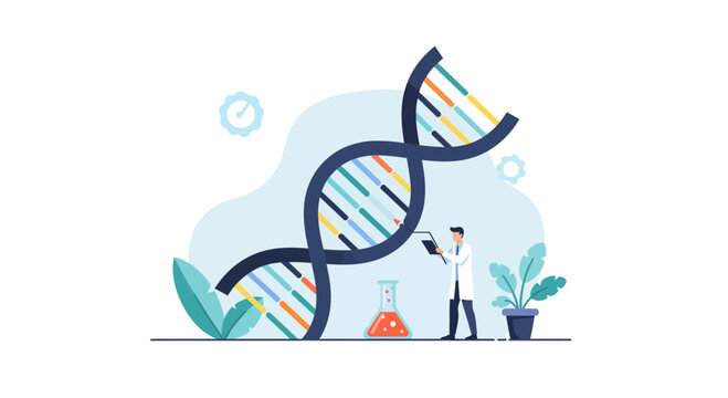 Scientist analyzing DNA structure exploring genetic research and scientific discovery.
