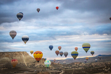 hot air balloons, cappadocia, adventure, sunrise, balooning, colourful, rock formations, goreme, turkiye, turkey