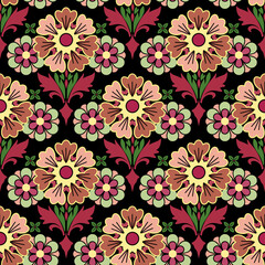 Hand draw floral pastel botanical seamless pattern vector illustration design. floral vintage pattern.print striped ornament floral. Texture textile background. ornate elegant luxury vintage retro