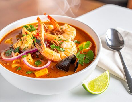 Parihuela, un plato cl&aacute;sico de la cocina peruana, con mariscos frescos y sabor intenso