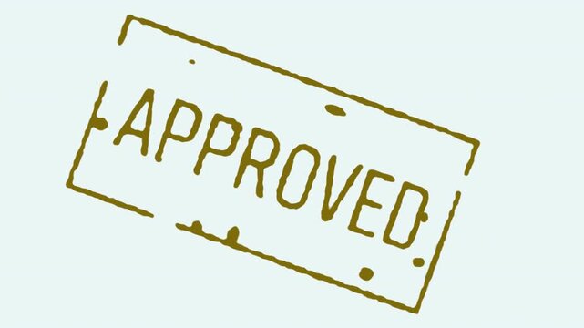 Grunge Brown Approved Stamp Animation on White Paper, Verification and Acceptance Rubber Stamping Motion Graphic