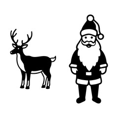 Santa Claus And Reindeer Vector | Christmas Character Set