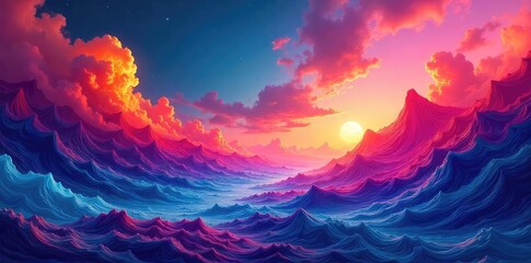 Vibrant hues morph and swirl, creating an abstract landscape of shifting color and dynamic energy  Perfect for backgrounds, design, and artistic expression ,  colorful,  energy