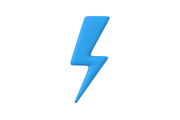 Lightning bolt isolated on white background. Charging symbol. Energy sign. Electric power. Top view. 3d render