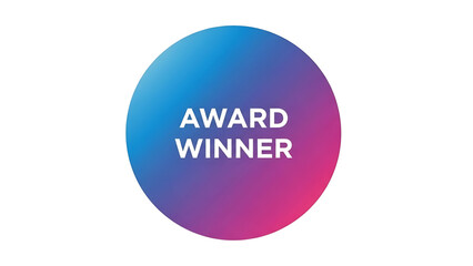 Award winner badge with gradient blue and purple circle and white text message