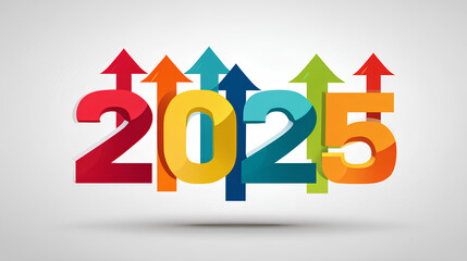 2025 Year Review Corporate Business Background with arrows up growth chart 2025 logo icons for annual report team financial success goals strategy results Vector for business presentations Stock