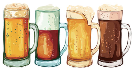 Beer mug cartoon vector illustration with foamy lager, cheerful playful style drink icon representing pub culture, Oktoberfest celebration, bar menu design, beverage branding and festive party concept