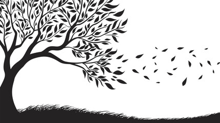 Black_and_white_illustration_of_a_tree_and_leaf_for_nature