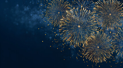 Fototapeta premium 2026 Happy New Year Merry Christmas background with fireworks 2026 elegant greeting card design in blue and gold for company celebrations Stock Vector