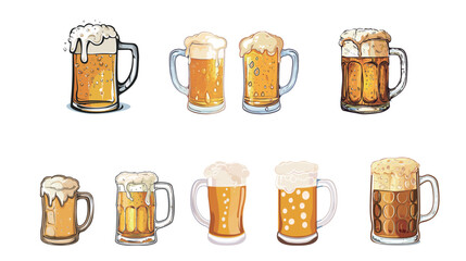 Beer mug cartoon vector illustration with foamy lager, cheerful playful style drink icon representing pub culture, Oktoberfest celebration, bar menu design, beverage branding and festive party concept