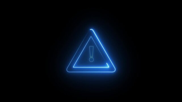 neon Alert warning sign Exclamation symbol, danger signal.warning attention white color animation icon signal alert risk safety danger road warning sign sign symbol animated on background.