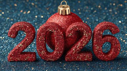 2026 numbers with red bauble shaped as bomb. Crisis concept. New Year greeting card Stock Vector