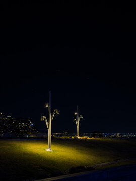 Cira Green Park in Philadelphia, Pennsylvania at night. 