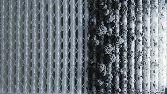 Split Screen Macro Comparison of Clean vs Dirty Air Filter Surface