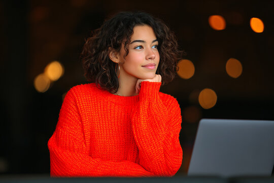 Professional woman recording video presentation