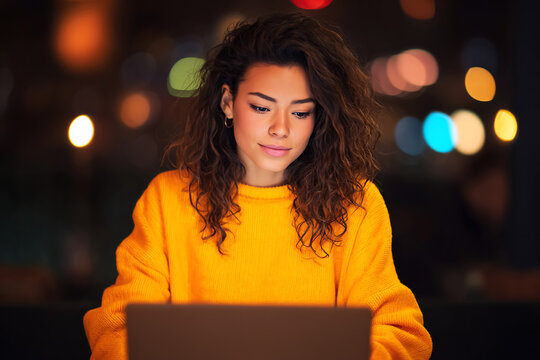Professional woman recording video presentation