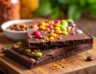 Schokolade mit bunten Schokolinsen