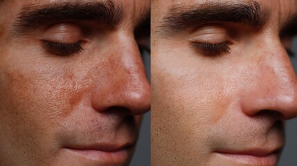 Obraz premium before-after clogged pores sweat men vs clear refined pores